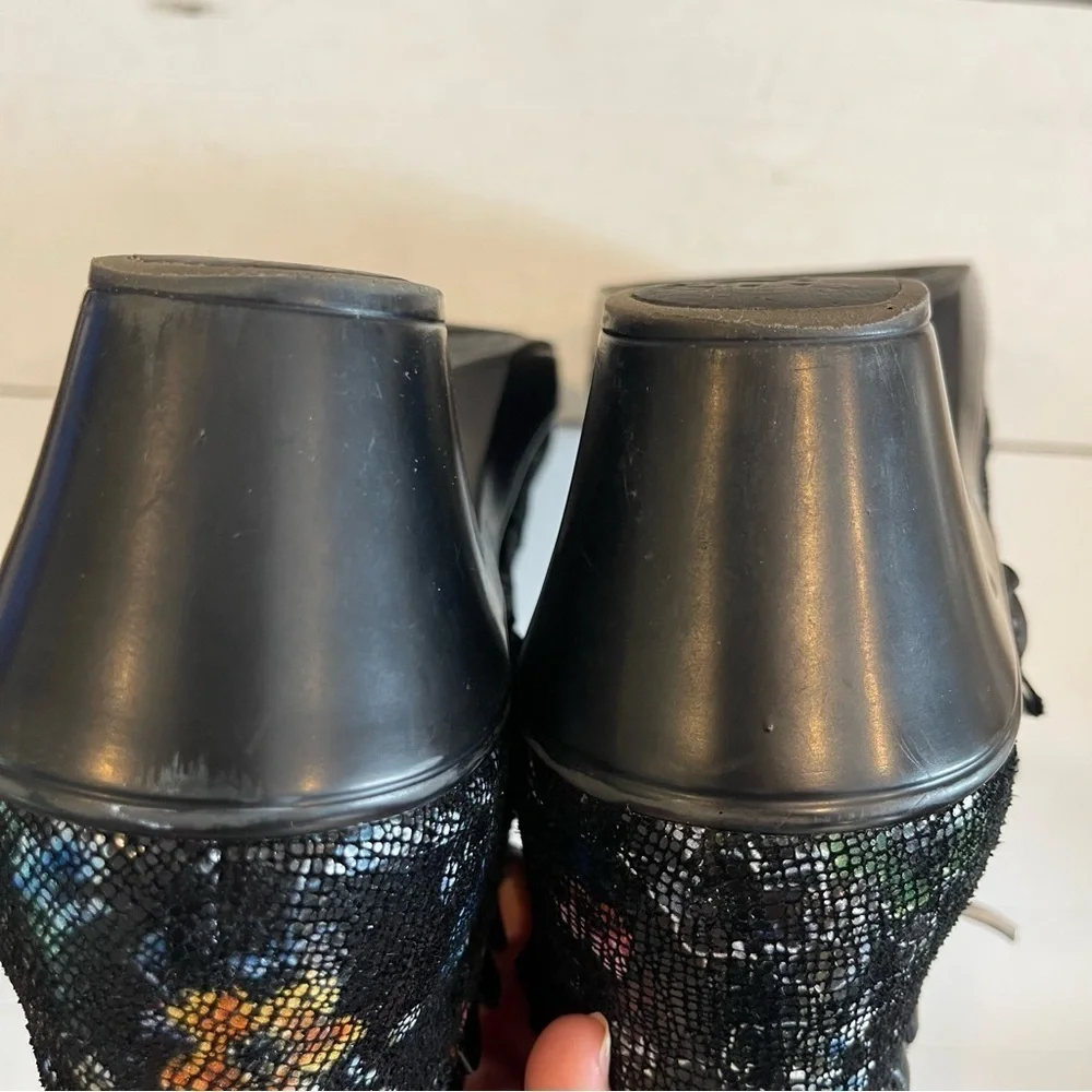 Alegria Womens Hannah Boots Size 9.5 US/ EUR 40 Ankle Zip Floral Shoes Altered